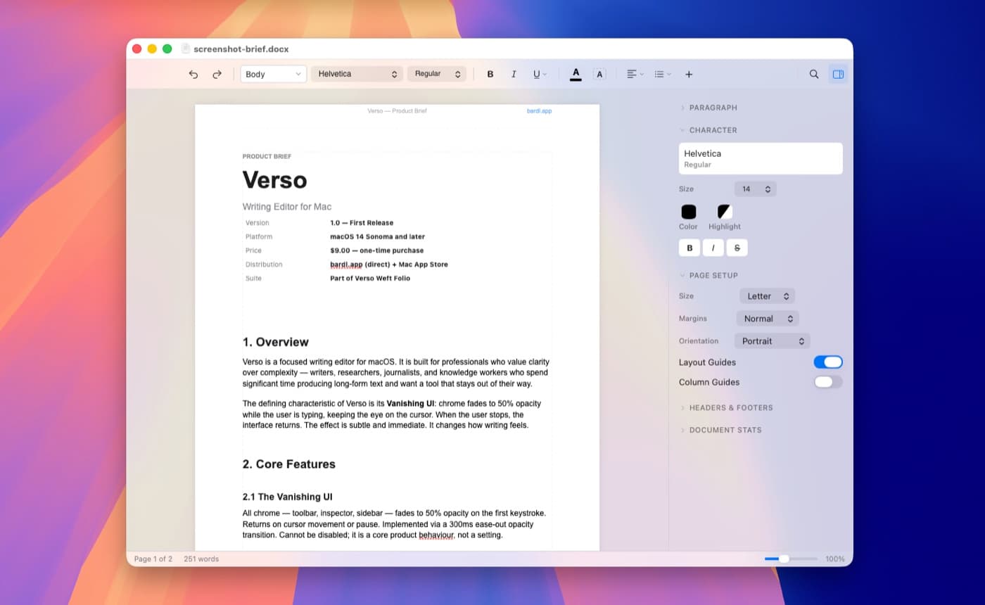 Product brief with inspector